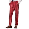 thumbnail image 5 of INSPIRE CHIC Men's Striped Slim Fit Contrast Color Drawstring Dress Pants 28 Red, 5 of 6