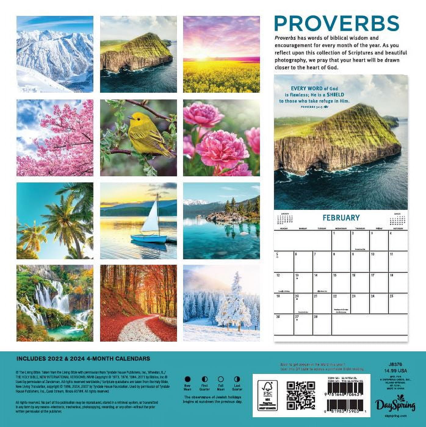 2023 -12 Month Calendar- Proverbs 12x12 Hanging Wall Calendar by DaySpring
