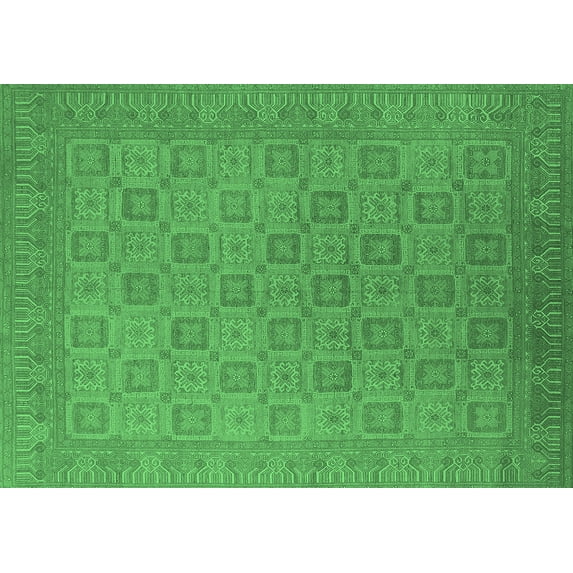Ahgly Company Indoor Rectangle Oriental Emerald Green Industrial Area Rugs, 4' x 6'