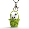 thumbnail image 2 of Precioso llavero con colgante de gato de peluche, bonito anillo de metal, bolsa, adorno para coche (verde), 2 of 5