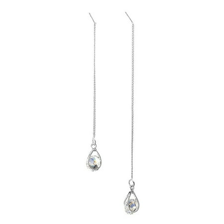 Long Silver Chain Earrings Women's Earrings Zircon Water Drop Modeling Pendant Fringe Symmetric Long Earrings Drop Dangle Chain Earrings silver ()