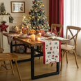 thumbnail image 1 of Christmas tablecloth, Christmas table runner, Christmas tablecloth decoration, festive atmosphere arrangement, snowman embroidery table runner in cott, 1 of 5