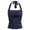 Dark Blue, variant on Women's Halter Neck Crop Top Tie Back Sleeveless Y2K Fitted Tank Top with Polka Dot Print Cute Summer Streetwear