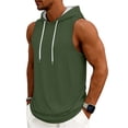 thumbnail image 2 of Yifymode Men's Tank Top Gym Sleeveless Hoodies Summer Casual Hooded Shirts Muscle Bodybuilding Lightweight Sweatshirts,Dark Green M, 2 of 4