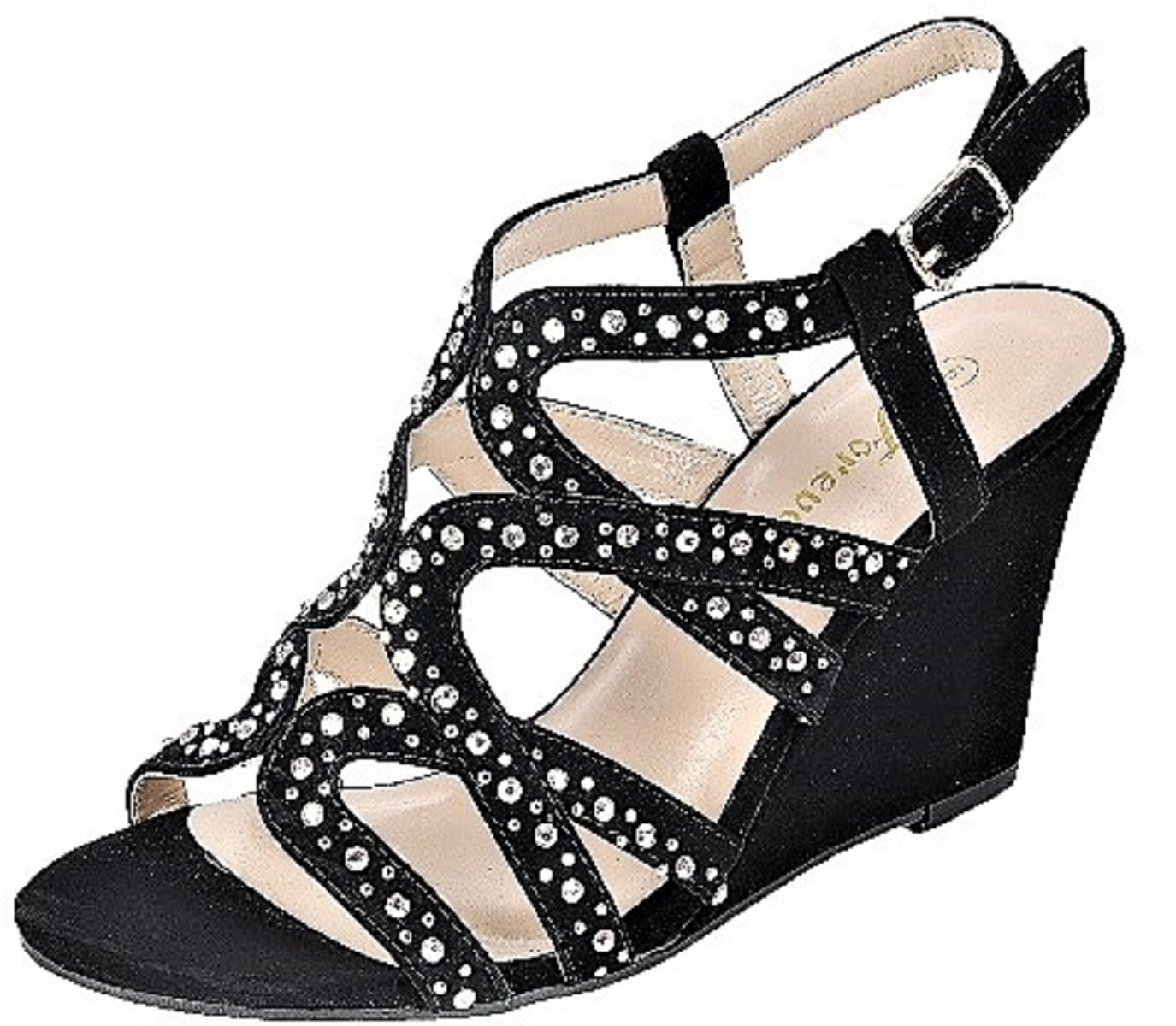 black wedge evening shoes
