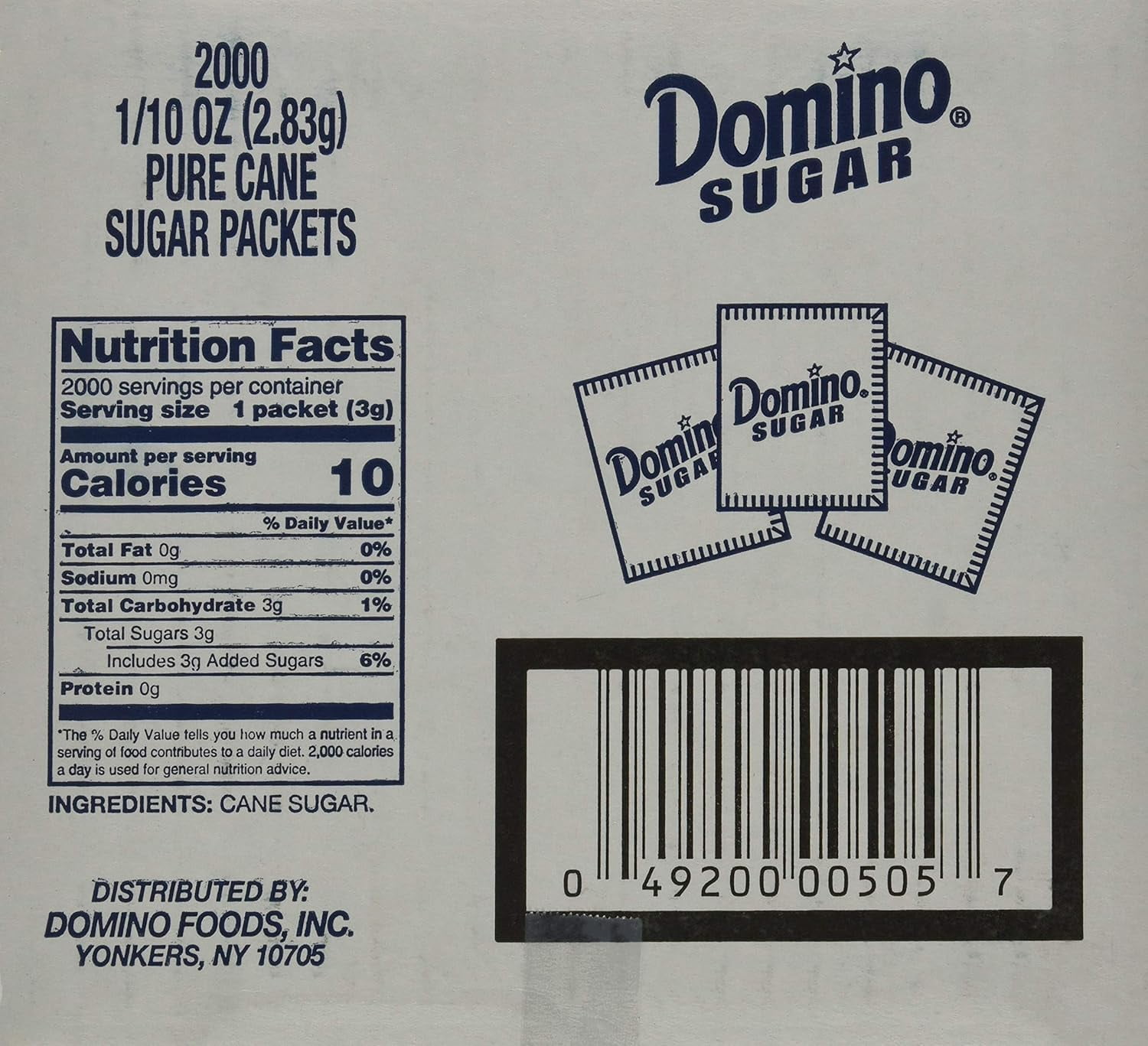 Domino Premium Pure Cane Granulated Sugar Packets, 2000 Count (Pack of 1)