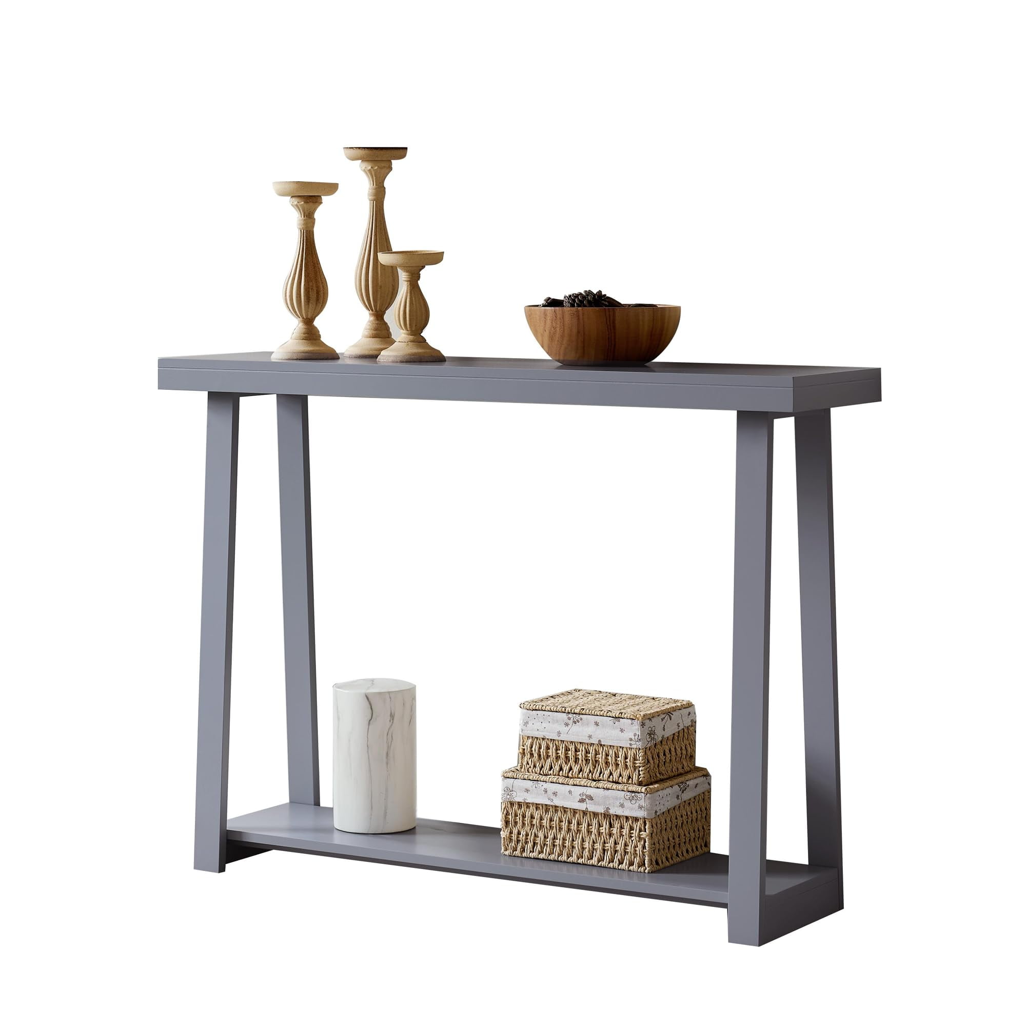 Kings Brand Furniture Emma Wood Console Sofa Table with Storage Shelf for Entryway, Hallway, Behind The Couch, Living Room, Foyer, Bedroom (Grey, 36 inches)