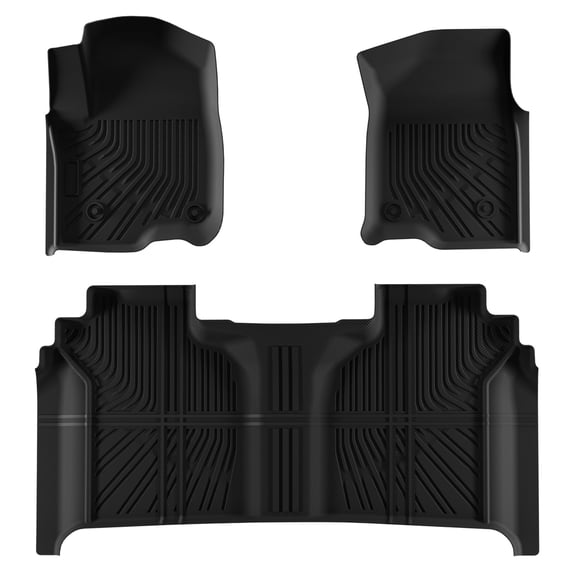 HUONA 3Pcs/Set Car Floor Mats Compatible for Chevrolet Sierra/Silverado 1500 2019-2024 All-Weather Automotive Floor Mats Waterproof Heavy Duty Car Mats Flexible Floor Liners