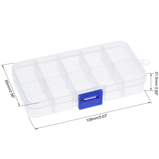 Plastic Storage Container, with Adjustable Dividers, 10 Compartments