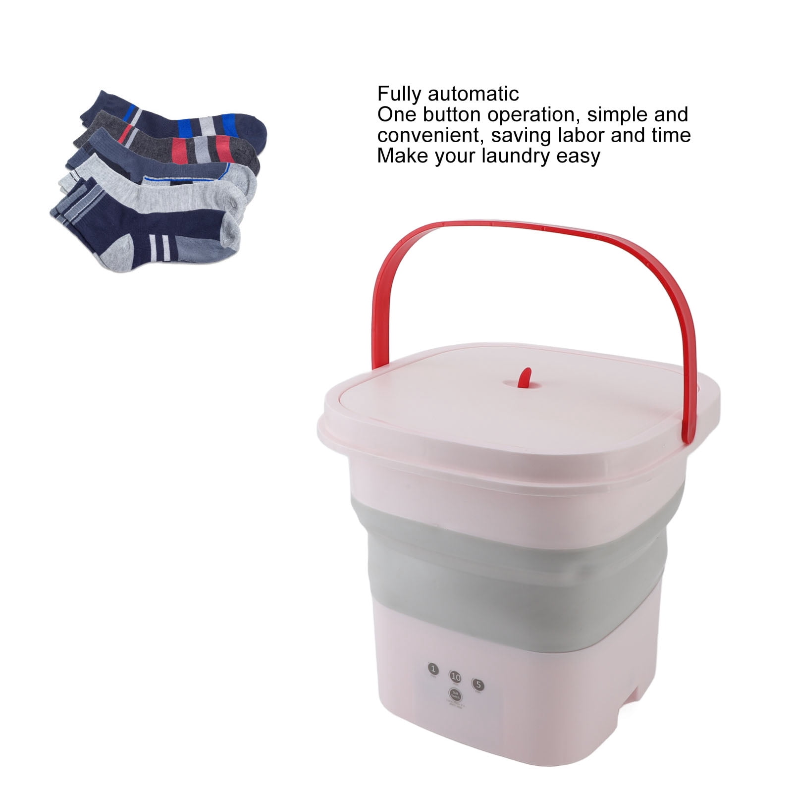 Riousery 10.5L Portable Foldable Washing Machine Fully Automatic Blue Lighting Deep Clean Washer for Apartments Dorms 100-240V Pink EU Plug High Efficiency Multi Cycle Device (10.5L / 0.37 cu ft)