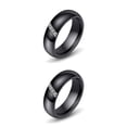thumbnail image 1 of Jumpingount Crystal Zircon Ring White Black Ceramic Loop Estilo simple Accesorio de moda Mujeres Compromiso Joyería Regalos Negro Negro diez 2piezas, 1 of 6