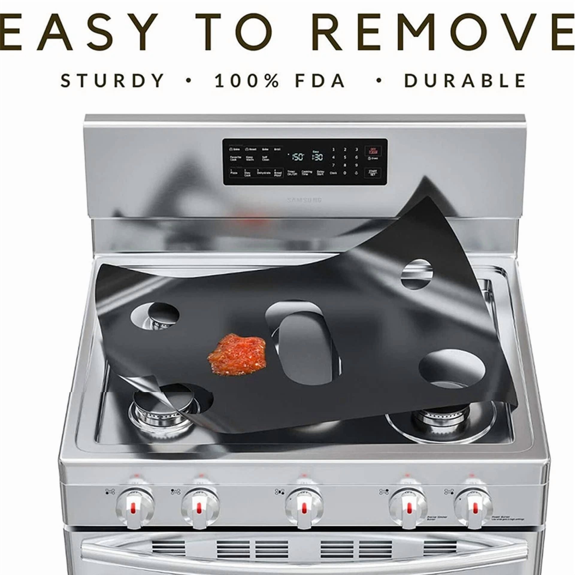 2Pcs Gas Range Stove Top Burner Cover Protector Reusable Non-Stick Liner Kitchen