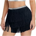 thumbnail image 2 of AGWOLF Women Belly Dance Skirt Tassel Fringe Skirts Sparkly Sequin Hip Scarf Party Rave Costume, 2 of 6