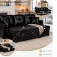 thumbnail image 6 of Pull-Out Convertible PU Leather Sectional Sofa Set with Reversible Chaise Lounge, Sleeper Loveseat Couch with Hidden Storage, 6 of 12