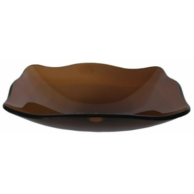 Novatto TIS-317T TY Clear Tea Fluted Oblong Glass Vessel Sink 20 Inches Wide Brown