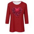 thumbnail image 4 of Jienlioq Chandail en Molleton de la Saint-Valentin pour Femmes Imprimé Décontracté Col Rond Manches 3/4 Rouge 2TG, 4 of 4