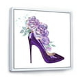 thumbnail image 3 of Designart 'Pink VIolet Roses With Dark Purple Stiletto Shoe' Traditional Framed Canvas Wall Art Print, 3 of 5