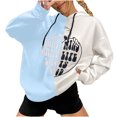 thumbnail image 1 of Jersey de otoño e invierno para mujer, con capucha, estilo punk oscuro, estampado, costura, manga larga, fino, suelto, informal, con cuello encapuchado, suéter, abrigo Pompotops  FGAJ16603, 1 of 5
