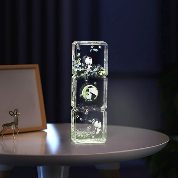 Honeeladyy 1 PC Cute Panda Liquid Motion Bubbler Timer Oil Hourglass Liquid Sensory Toy Activity Fidget Toy Calm Stress Relief Desk Toy Fidget Water Timer Desk Decor for All Ages