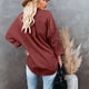 thumbnail image 3 of Chaqueta de pana color vino tinto con botones, manga larga, bolsillos y diseño de hombros amplios para mujer, talla M, 3 of 5