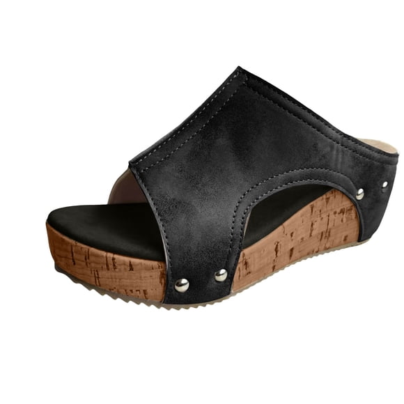 Bmisegm Wedge Sandals for Women Platform Wedge Sandals Open Toe Wedge Sandals Women Casual Dressy Summer Shoes Sandals Women Summer Black 9