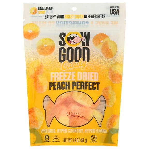 Sow Good Candy Peach Perfect Freeze Dried 1.9 oz (Pack of 12)