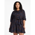 thumbnail image 2 of Time and Tru Women's Cotton Tiered Mini Dress with Ruffle Hem, Sizes XS-XXXL, 2 of 6