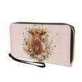 thumbnail image 7 of Renewold Women Wallet with Wrist Strap Zipper Closure Faux Leather Mini Wristlet Coin Bag Purse Handbag for Travel Shopping, Retro Highland Cow Floral Pink, 7 of 7