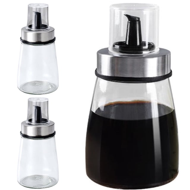 3 botellas de salsa de soja para cocina, pequeñas botellas para condimentos, dispensadores de aceite, botellas de vinagre a prueba de polvo