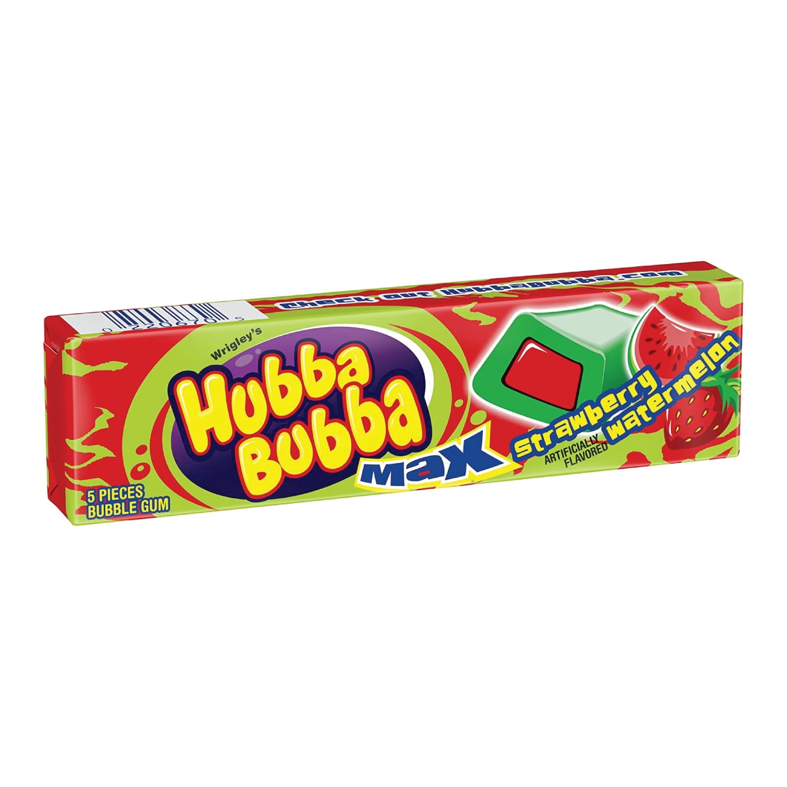Full Box 18x Packs Wrigley's Hubba Bubba Strawberry Watermelon Bubble Gum 5ct