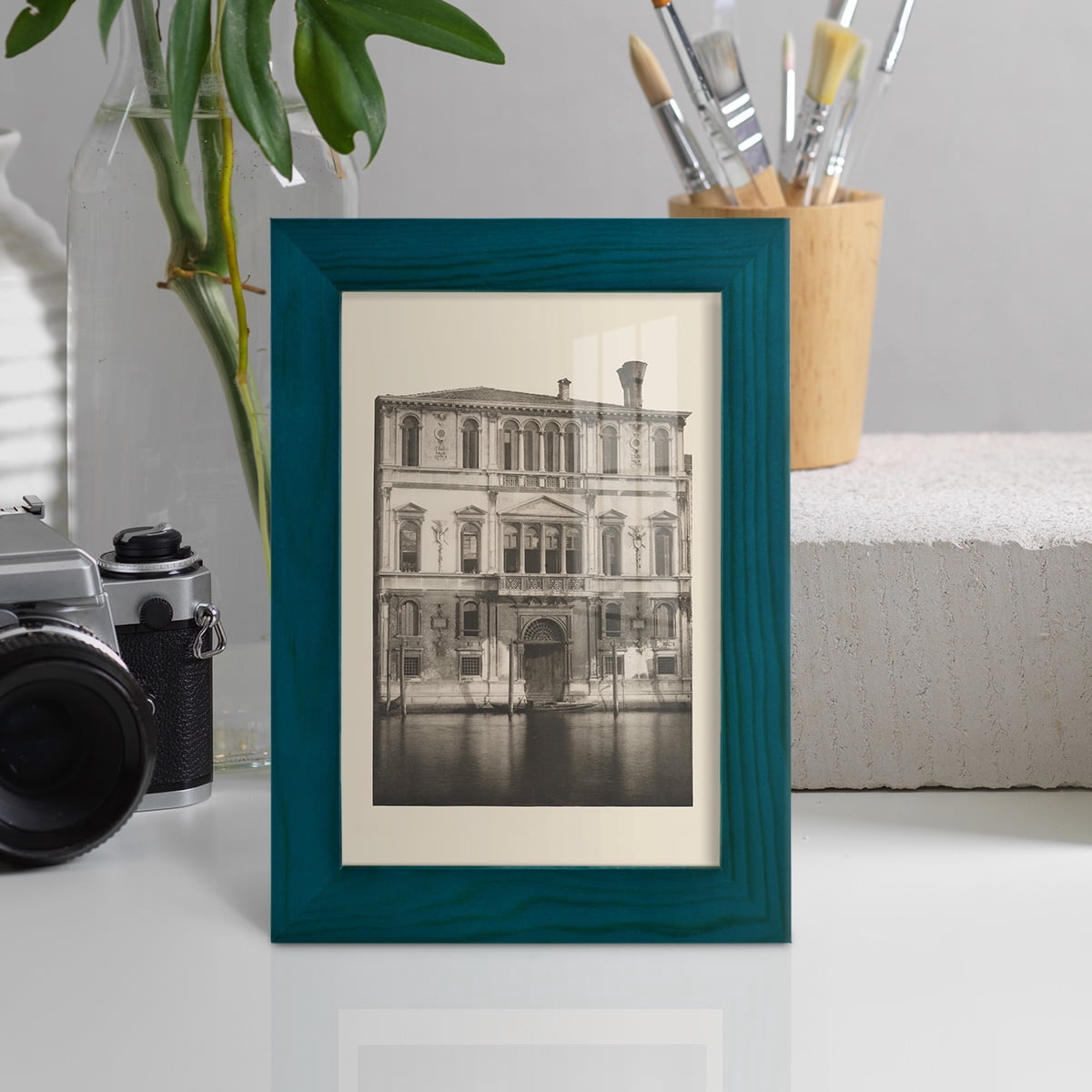 Vintage Views of Venice I - Framed Print w/glass - Ocean Blue