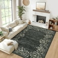 thumbnail image 2 of HOMERRY Washable 9' x 12' Area Rug for Living Room Farmhouse Modern Floral Bordered Black Rug Non Slip Large Indoor Carpet, 2 of 7