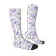 thumbnail image 3 of Picia Women Crew Soft Moisture-wicking Socks Lavender Flowers Pattern Design Cotton Socks, One Size fit All, 3 of 9