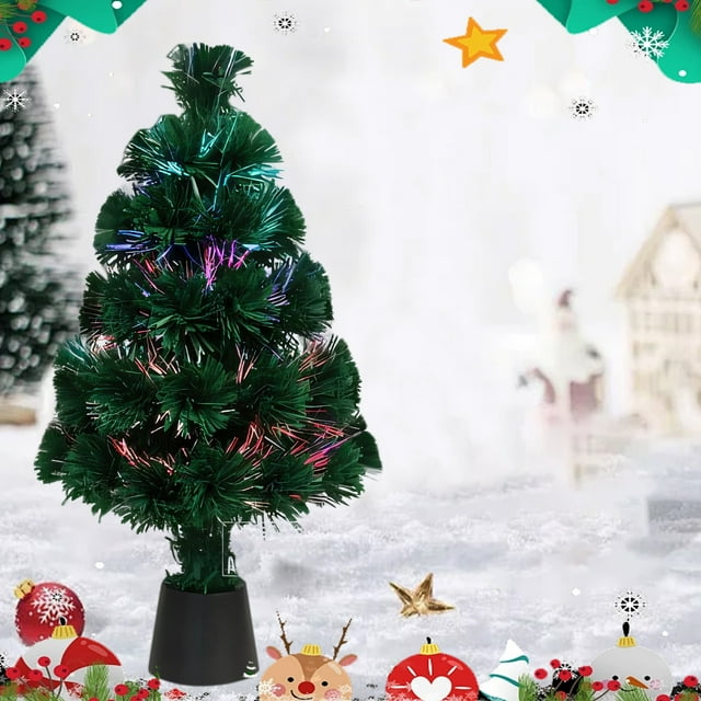 Fiudx Árbol de Navidad Artificial, Decoración con Luz Led, Adornos de Copos de Nieve a Pilas, Decoración Navideña para Interiores y Exteriores, Ideal para Fiestas Navideñas, 45 Cm, Material de Pvc.