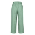 thumbnail image 5 of Bloomae Cotton Linen Pants Women Summer Elastic High Waist Comfy Lounge Pants Plus Size Straight Leg Slack Casual Trouser with Pocket Mint Green#02 M, 5 of 7