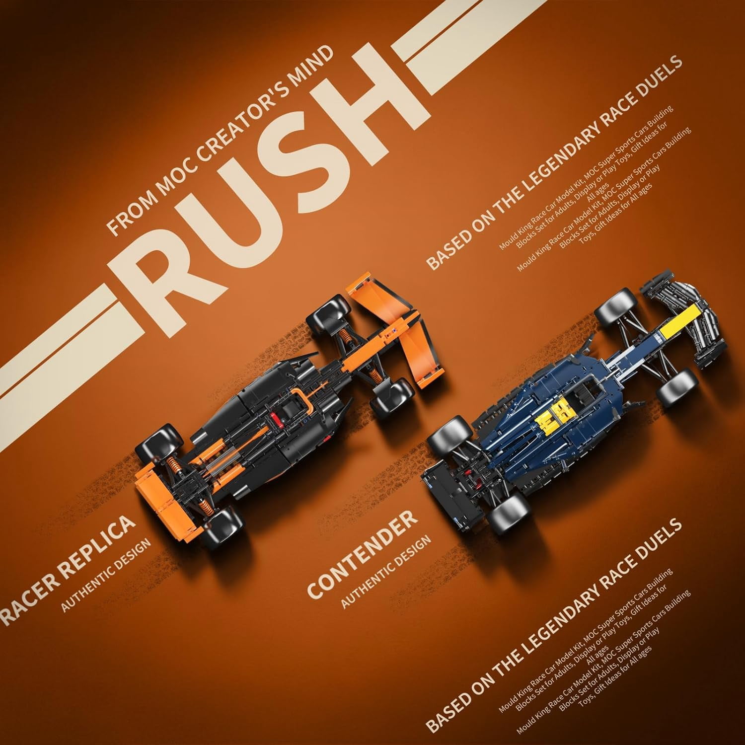 Race Car Model Toys MOC Bricks Collectible Sportscar Building Blocks, Racing Car Building Kits for Adult, Static Version 1,480 Pieces