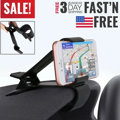 Universal Clip On Car Hud Gps Dashboard Mount Cell Phone Holder Non-Slip Stand