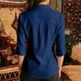 thumbnail image 3 of Elwylmiz Women's Striped Button Down Shirts Collared Long Sleeve Tops with Chest Pockets Casual Work Shirt, 3 of 7