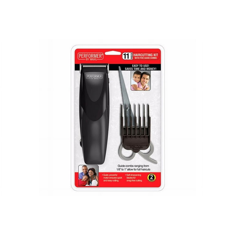 WAHL 11 Piece Hair Clipper Haircutting Kit Clipper Trimmer W 5 Guide Combs Powerful Motor Cutter Set Home or Shop