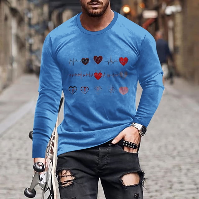 Blusas y camisas de manga larga y cuello redondo para hombre, camisetas casuales con estampado de moda y cuello redondo, blusas de licra de manga corta para hombre.
