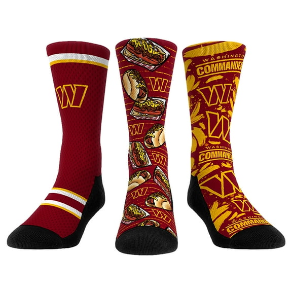 Unisex Rock Em Socks  Washington Commanders Fan Favorite Three-Pack Crew Sock Set