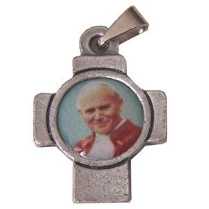 John Paul II Cross medal - Pewter (1.7x2.3 cm-0.65x0.9')