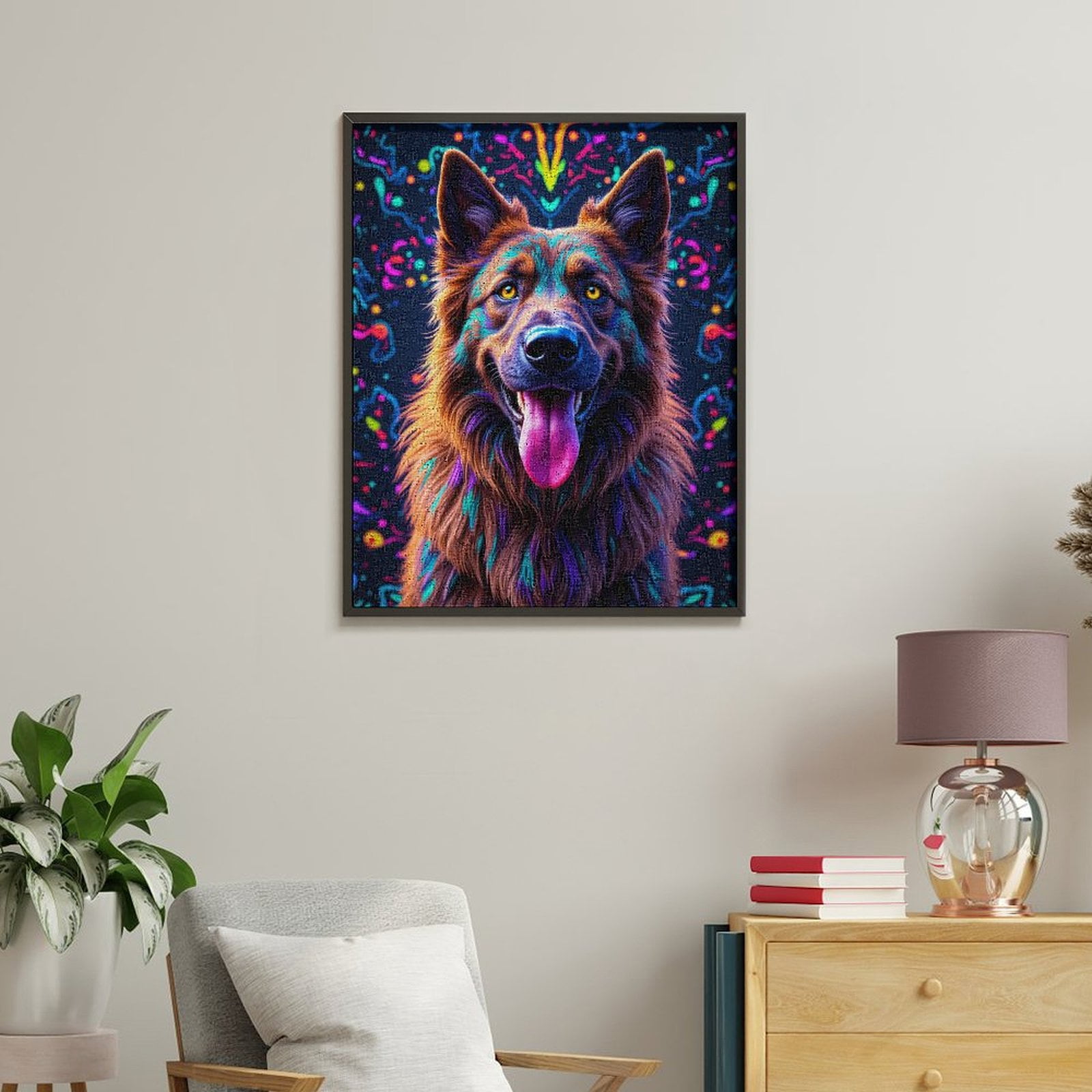 Paint By Numbers Kit for Adults Beginner - Colorful Canine Vibrant Art DIY Canvas Painting Kits for Adults, Frameless Paint By Number for Adults for Home Wall Decor 16x20 Inch