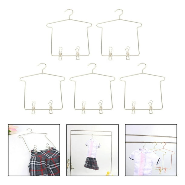 5 perchas para ropa de , perchero para muebles, micropaisaje, accesorios para muñecas, juegos de simución, perchas para ropa de muñecas con clips para Pta Hugo Colgador de ropa de casa de muñecas