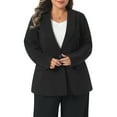 thumbnail image 4 of Agnes Orinda Women's Plus Size Blazers Lapel Long Sleeve Work Business Casual Suit Jacket with Button 1X Black, 4 of 6