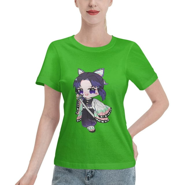 T-Shirt Basique à Manches Courtes pour Femmes Demon Slayer Ninja Papillon