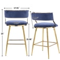thumbnail image 4 of Tcbosik Bar Stools Set of 2, Corduroy Fabric Upholstered Counter Height Stool with Metal Legs for Kitchen Island, Dining Room, Blue, 4 of 9