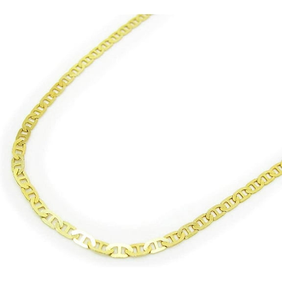 14K Yellow Gold 1.5mm Mariner Chain, FREE Microfiber Cloth, Solid Flat Anchor Link Mens Womens Necklace, Giorgio Bergamo