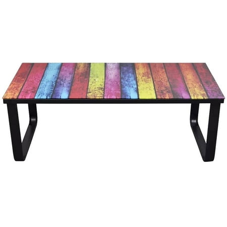 2019 New Glass Top Coffee Table Rainbow Printing Rectangular Sofa Couch End Side Table Living Room Home