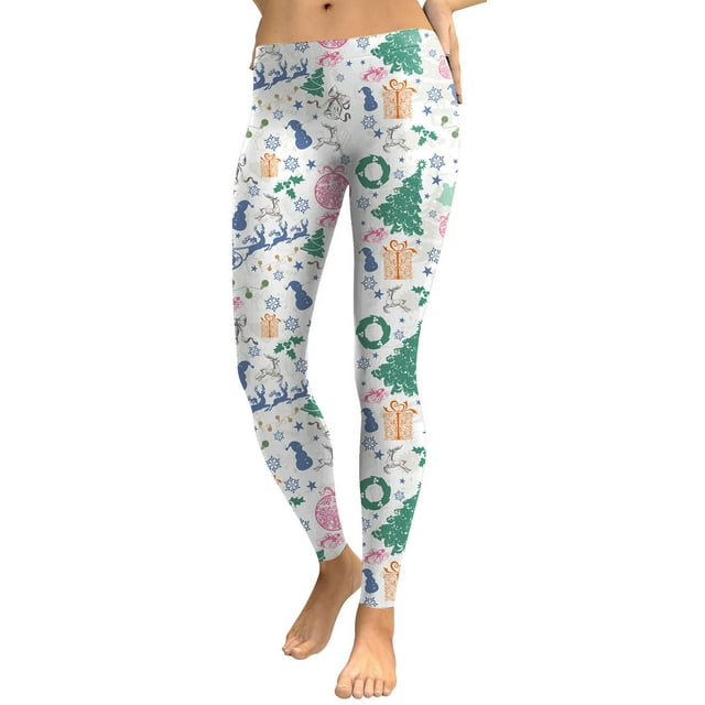 Mujeres Niñas Navidad Leggings Flaco Navidad Jingle Bell Impreso Cintura alta Elástico Medias Pantalones Pantalones de yoga Fridja nalpqowj15985
